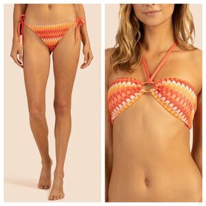 NEW Trina Turk Sunray Chrocet Bikini Swimsuit Bandeau Top Tie Bottoms Size 12